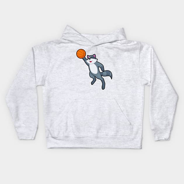 Racoon as Basketball player with Basketball Kids Hoodie by Markus Schnabel